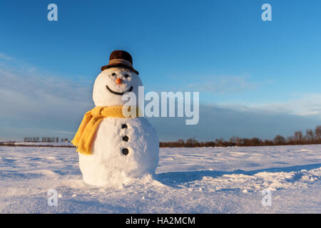 snowman on blue sky background Stock Photo - Alamy