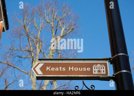 direction sign for keats house, hampstead, london, england Stock Photo