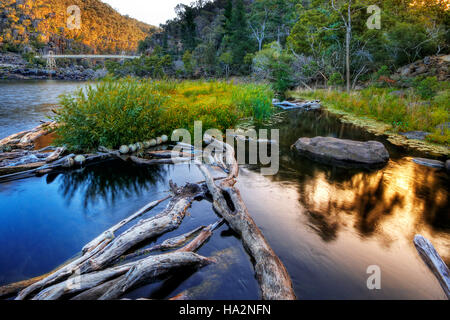 Sunset at Cataract Gorge, Launceston, Tasmania, Australia Stock Photo