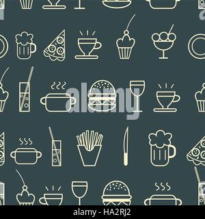 Seamless graphic pattern with icons food and drink Stock Vector