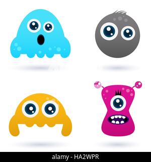 11659945 - cute monster or germs characters collection. vector cartoon illustration Stock Photo