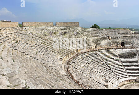 Ancient amphitheater near Pamukkale in Hierapolis, Turkey Stock Photo