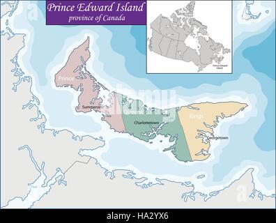 Map of Prince Edward Island Stock Vector