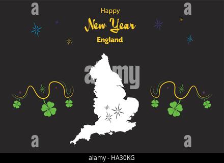 Happy New Year illustration theme with map of England Stock Vector