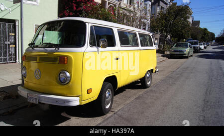 SAN FRANCISCO, USA - OCTOBER 5th, 2014: A 1968 Vintage Volkswagen Bus in the streets of SFO California Stock Photo
