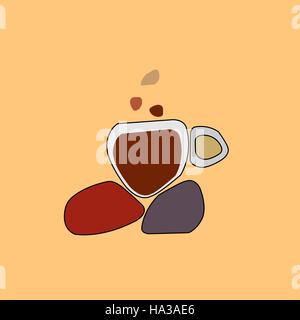 cup of coffee on hot rocks Stock Vector