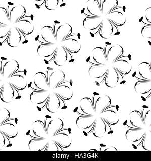 Elegant floral seamless pattern. Black and white wallpaper. Flower texture. Stock Vector