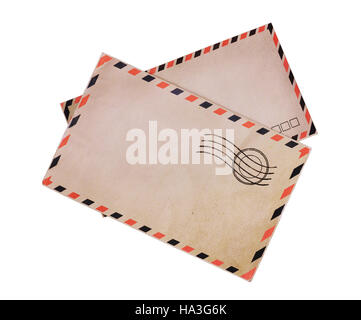 Two vintage airmail envelopes isolated on white background Stock Photo