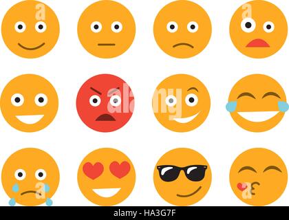 Emoticon vector illustration. Set emoticon face on a white background. Different emotions collection Stock Vector