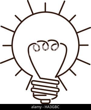 silhouette light bulb flat icon in sun shape vector illustration Stock Vector