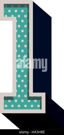 three-dimensional number one dotted in green color Stock Vector