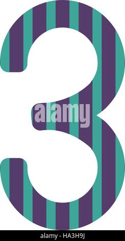 number three design with colorful striped Stock Vector