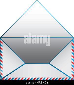 Blank paper envelopes opened with blue outline Stock Vector