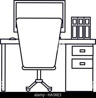 pictogram workplace office space equipment design Stock Vector