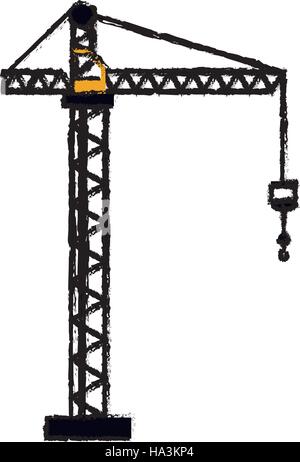 crane hook construction machine drawing Stock Vector
