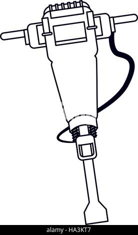 jackhammer construction tool design outline Stock Vector