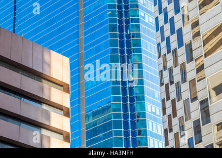 Abstract patterns of buildings in the central business district of Perth, capital of Western Australia. Stock Photo