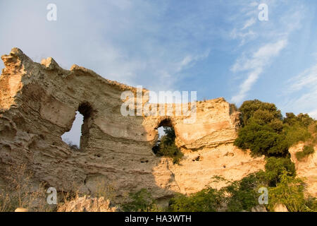 Temple of Apollo, Roman archeological site of a thermal spa on the Avernus lake, Campi flegrei, Pozzuoli, Naples, Campania Stock Photo