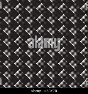 Vector Seamless Black And White Halftone Geometric Rectangles Pattern Stock Vector