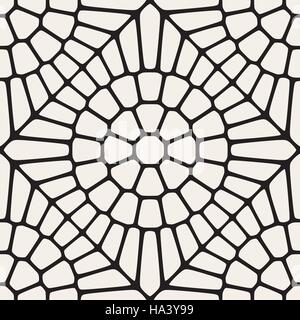 Vector Seamless Black and White Rounded Lace Pattern Stock Vector