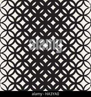 Vector Seamless Black and White Circle Lattice Pattern Stock Vector