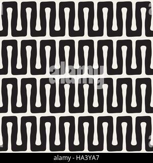 Vector Seamless Black and White Wavy Lines Pattern Stock Vector