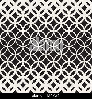 Vector Seamless Black and White Circle Lattice Pattern Stock Vector