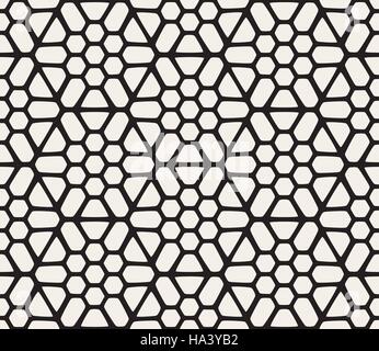 Vector Seamless Black And White Hexagonal Geometric Pattern Stock Vector