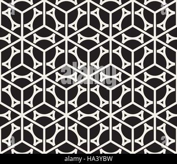 Vector Seamless Black And White Rounded Geometric Pattern Stock Vector