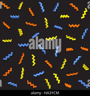 Vector Seamless Multicolor Rounded Jumble ZigZag Lines Geometric Pattern Stock Vector