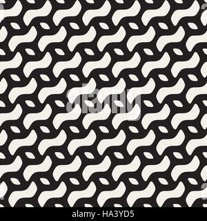 Vector Seamless Black And White Rounded Geometric Pattern Stock Vector