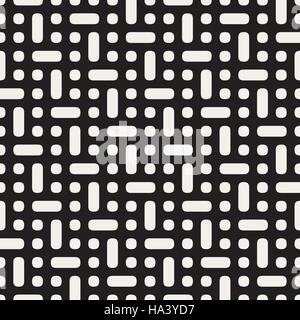 Vector Seamless Black And White Rounded Geometric Pattern Stock Vector