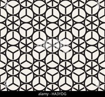 Vector Seamless Black And White Rounded Geometric Circles Grid Pattern Stock Vector