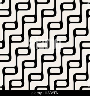Vector Seamless Black And White Rounded Lines Pattern Stock Vector