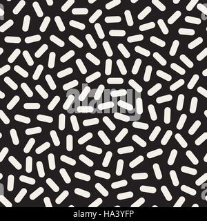 Vector Seamless Black And White Rounded Jumble Lines Geometric Pattern Stock Vector