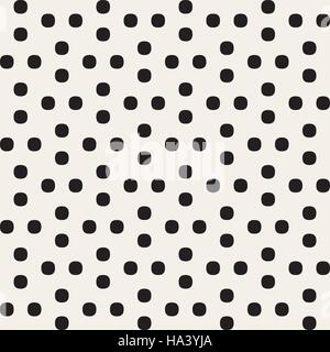 Vector Seamless Black and White Circles Grid Pattern Stock Vector