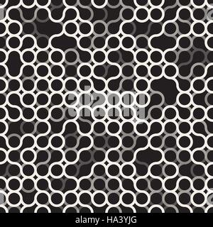 Vector Seamless Black and White Circles Irregular Grid Pattern Stock Vector