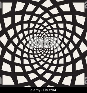 Vector Black and White Spiral Rectangles Swirl Abstract Optical Illusion Stock Vector