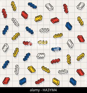 Vector Seamless Multicolor Scattered ZigZag Shapes Pattern Stock Vector