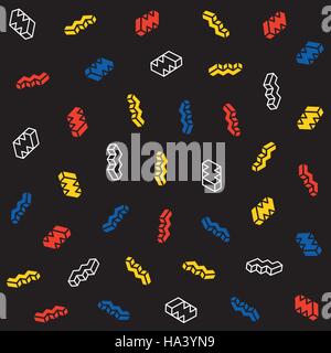 Vector Seamless Multicolor Scattered ZigZag Shapes Pattern Stock Vector