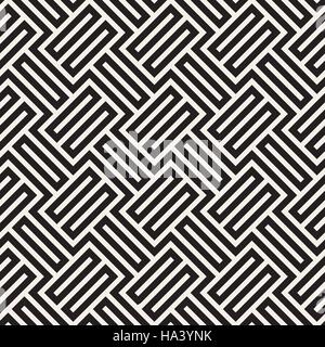 Vector Seamless Black And White Geometric Stripes Pattern Stock Vector