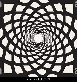 Vector Black And White Rounded Lines Spiral Shape Optical Illusion Stock Vector