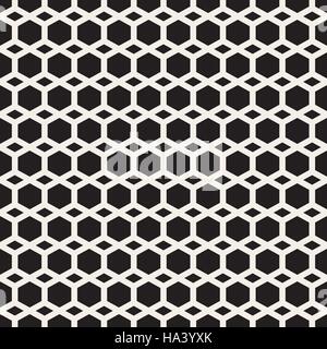 Vector Seamless Black And White Hexagon Grid Geometric Pattern Stock Vector