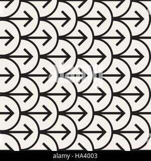Vector Seamless Black And White Arrows  Arcs Geometric Pattern Stock Vector