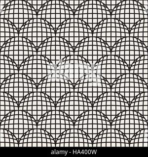 Vector Seamless Black And White Retro Geometric Circles Grid Pattern Stock Vector