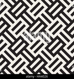 Vector Seamless Black And White Geometric Stripes Pattern Stock Vector