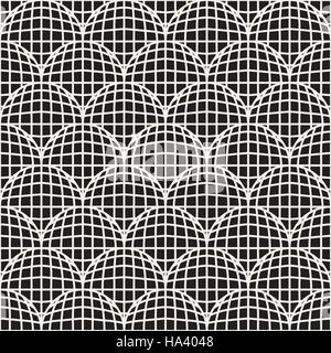 Vector Seamless Black And White Retro Circles Grid Pattern. Abstract Geometric Background Design Stock Vector