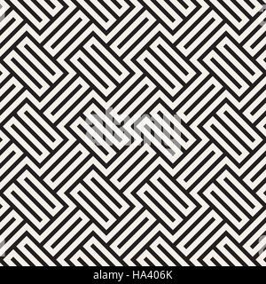 Vector Seamless Black And White Geometric Stripes Pattern Stock Vector
