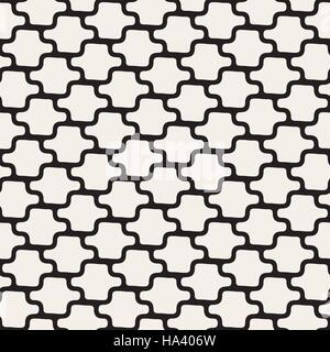 Vector Seamless Black And White Rounded Geometric Pattern Stock Vector