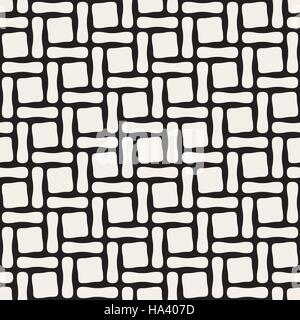 Vector Seamless Black And White Rounded Geometric Pattern Stock Vector